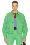 Versace Oversized Blouson Denim Jacket In Green