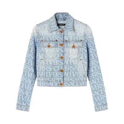 Pre-owned Versace Denim Jacket 'light Blue' | Women's Size 38