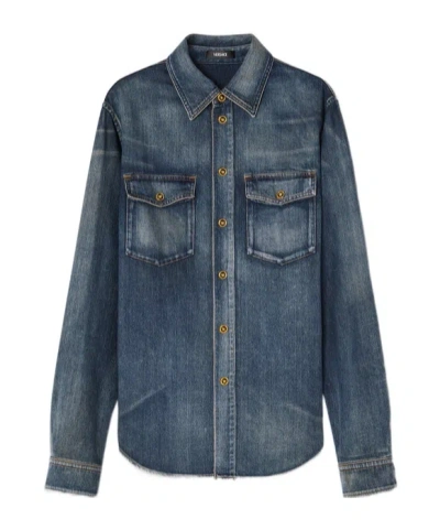 Versace Surchemise En Denim In Blue