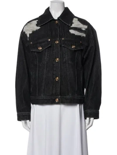 Pre-owned Versace Denim Jacket W/ Tags In Black