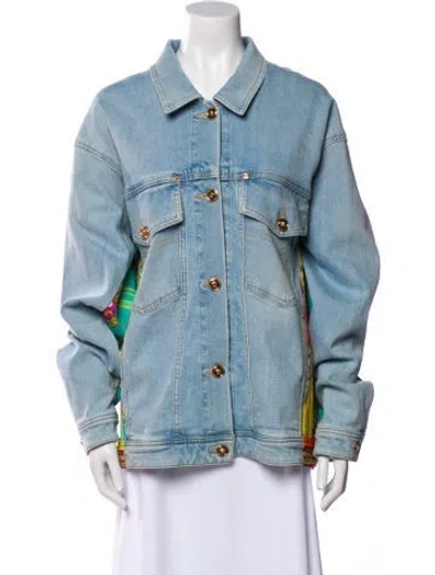 Pre-owned Versace Denim Jacket W/ Tags In Blue