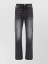 Versace Denim Jeans With Faded Effect And Contrast Stitching In Black