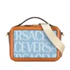 Versace Denim Leather Box Handbag 2way In Blue