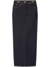 Versace Long High-waisted Denim Skirt With Rear Slit In Black