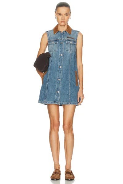 Versace Women Blue Sleeveless Buttoned Mini Dress, M Luxury Dresses For Women Darveys