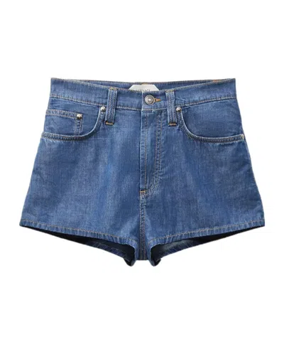 Versace Denim Mini Shorts With Belt Loops In Blue