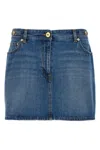 Versace Medusa 95 Cotton Denim Mini Skirt In Blue