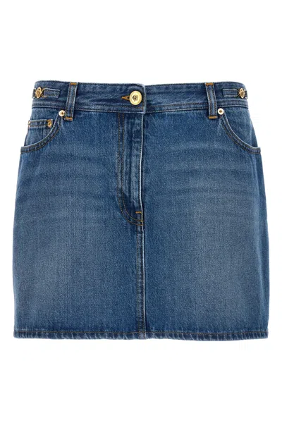 Versace Denim Mini Skirt In Blue