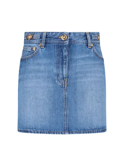 Versace Denim Mini Skirt In Blue
