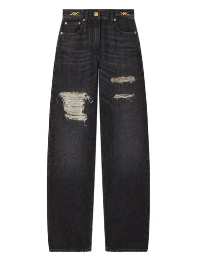 Versace Denim Pants Clothing In Black