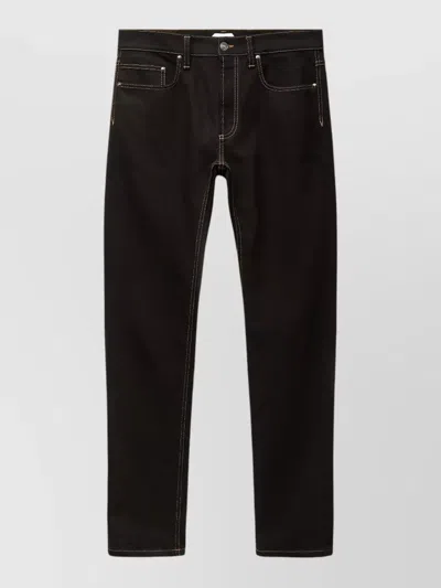Versace Classic Straight-leg Denim Pants With Contrast Stitching In Black