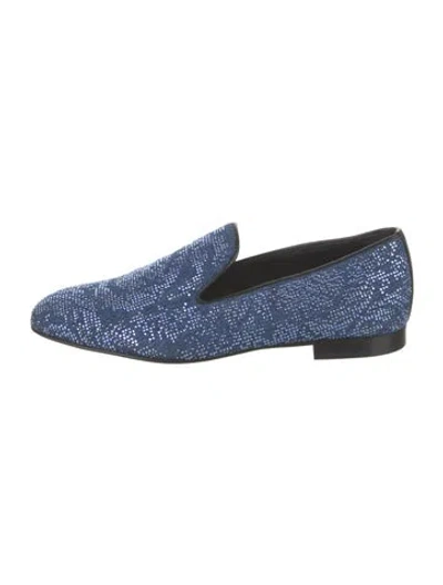 Pre-owned Versace Denim Patterned Loafers In Blue