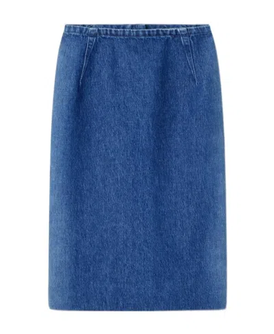 Versace Denim Pencil Skirt In Blue