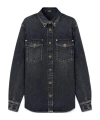 Versace Button-up Denim Jacket In Black