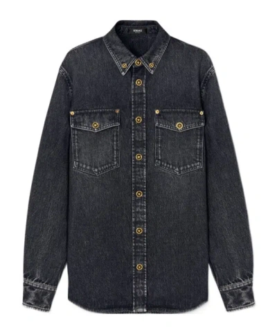 VERSACE VERSACE BUTTON-UP DENIM SHIRT