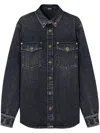 Versace Button-up Denim Jacket In Black