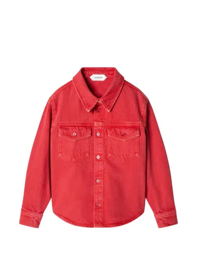Versace Kids' Denim Shirt In Gold