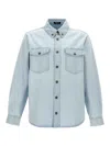 Versace Light Blue Shirt With Button In Light Blue