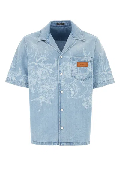 Versace Denim Shirt In Lightblue