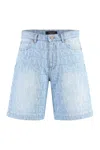 Versace Patterned Mid-rise Denim Shorts With Belt Loops