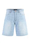 Versace Patterned Mid-rise Denim Shorts With Belt Loops