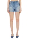 Versace Women Denim Shorts In Blu