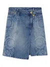 Versace Asymmetric Denim Skirt In Blue