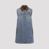 Versace Women Blue Sleeveless Buttoned Mini Dress, M Luxury Dresses For Women Darveys In Blue