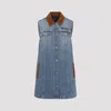 Versace Women Blue Sleeveless Buttoned Mini Dress, M Luxury Dresses For Women Darveys In Blue