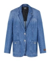 Versace Blue Oversized Tailored Denim Blazer In Blue