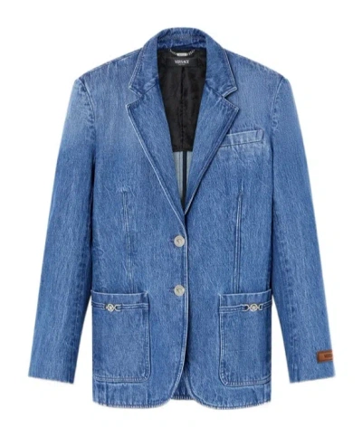 VERSACE VERSACE SINGLE-BREASTED TAILORED DENIM BLAZER