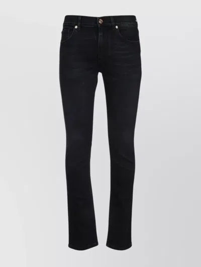 Versace Denim Trousers With Belt Loops And Contrast Stitching