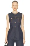 Versace Sleeveless Denim Vest Featuring Chest Pockets In Blue