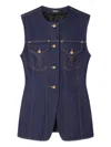 Versace Sleeveless Denim Vest Featuring Chest Pockets In Blue