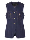 Versace Denim Vest With Buttons In Blue