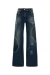 Versace Wide-leg Denim Trousers Featuring Pockets In Blue