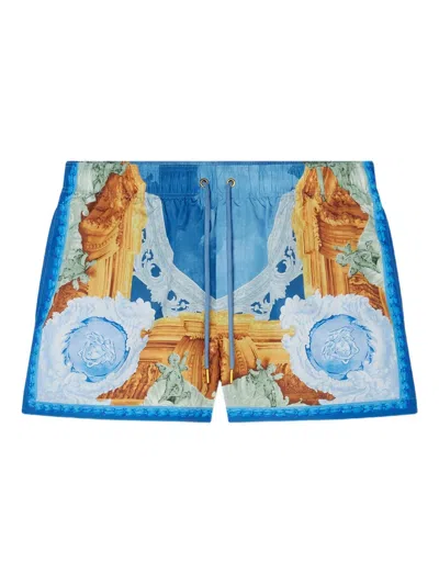 Versace Design-printed Beachwear In Blue