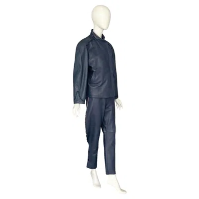 Pre-owned Versace Designed By Gianni  Vintage Fall Winter 1981 100% Leather Suit. In Black