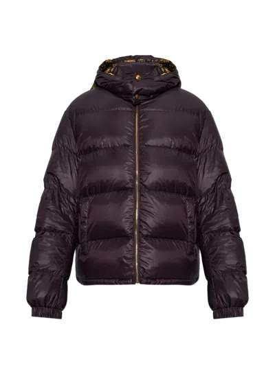 Versace Detachable-hood Down Jacket In Purple