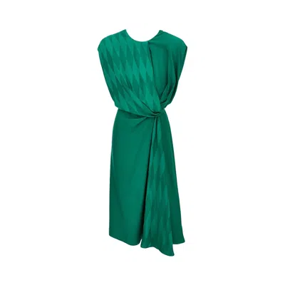Versace Diamond Motif Silk-blend Midi Dress In Green