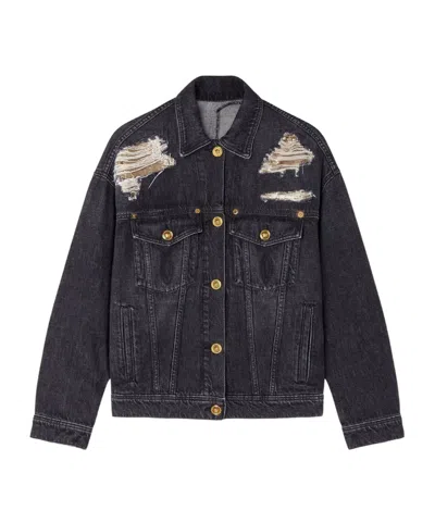 VERSACE VERSACE DISTRESSED DENIM JACKET