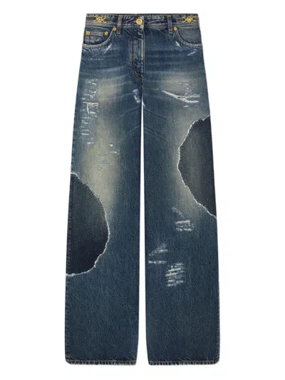 Versace Jeans With Distressed Effect In Blue