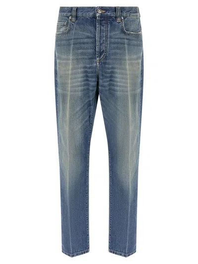 Versace Denim Jeans Belt Loops Faded Five Pockets In Blue