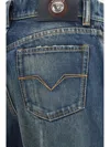 Versace Distressed Stonewash Denim Jeans In Blue