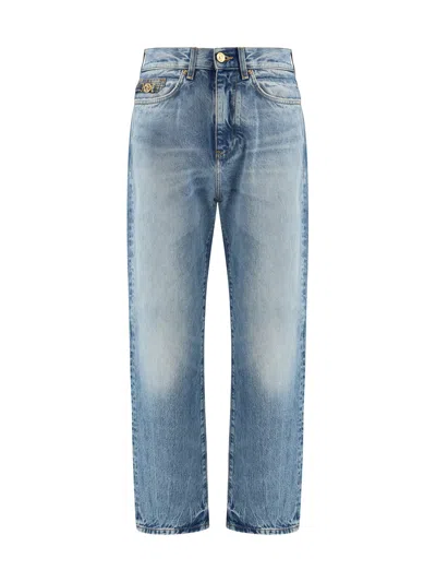 Versace Distressed Stone-wash Denim Jeans In Blue