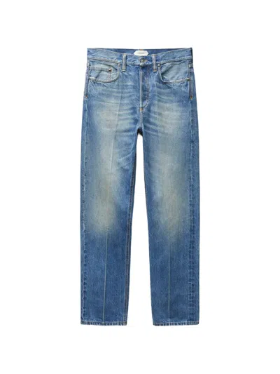 Versace Distressed Straight Jeans In Black