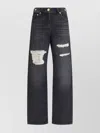 Versace Distressed Wide-leg Jeans Cut-outs In Black