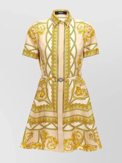 Versace La Coupe Des Dieux Mini Shirt Dress In Multi