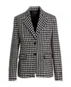 Versace Dogtooth Single-breasted Tweed Blazer In Black