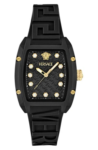Versace Dominus Ceramic Strap Watch, 44mm X 36mm In Black